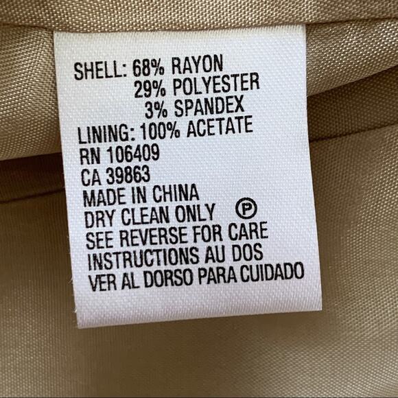 Tahari ASL Blazer Jacket Khaki Cream Tan Button Front Professional Blazer Size 8 - Picture 8 of 10